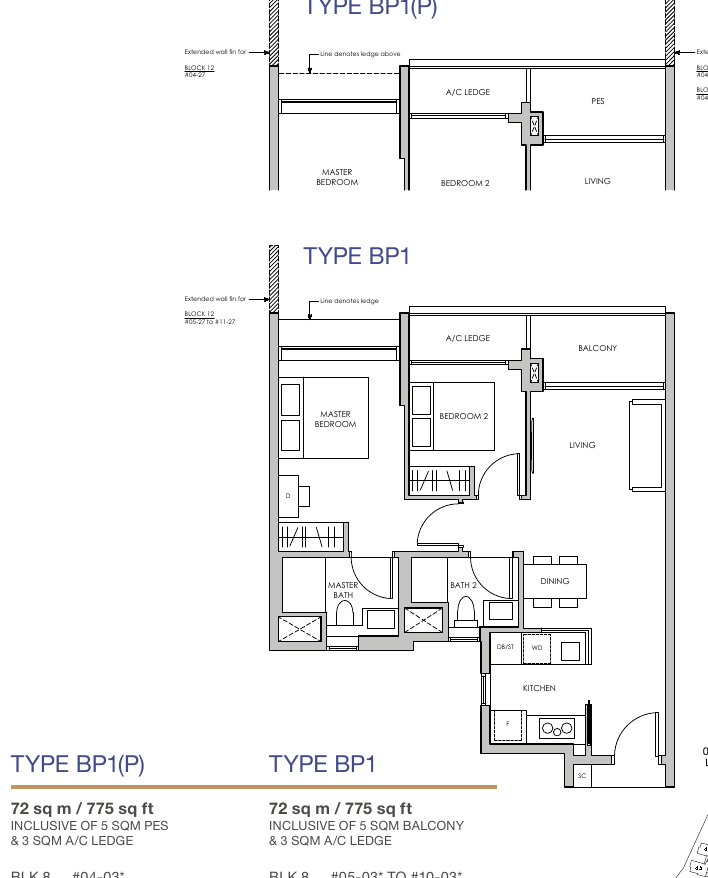 2-Bedroom Premium · Type BP1 · 775 sqft