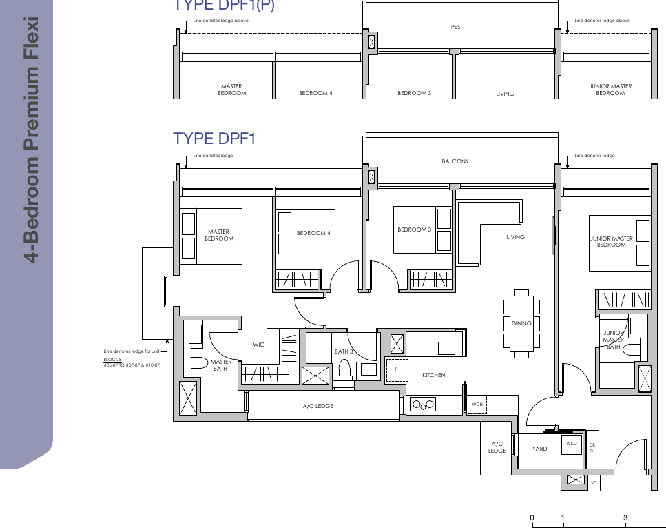 4-Bedroom Premium Flexi · Type DPF1 · 1,464 sqft
