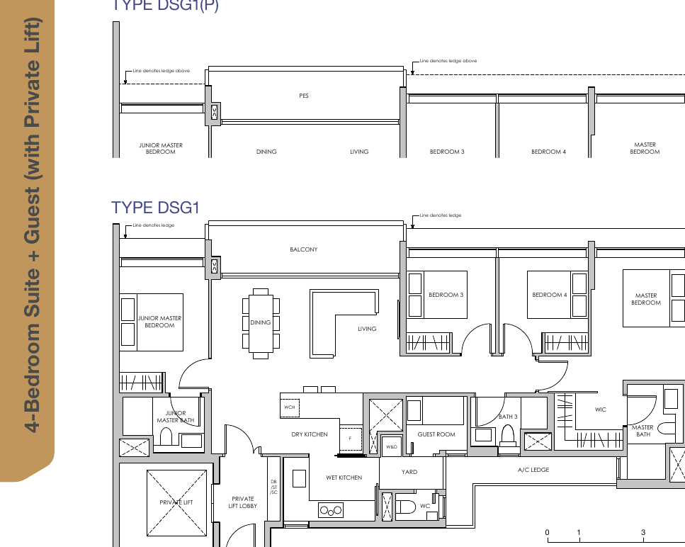 4-Bedroom Suite + Guest · Type DSG1 · 1,539 – 1,550 sqft